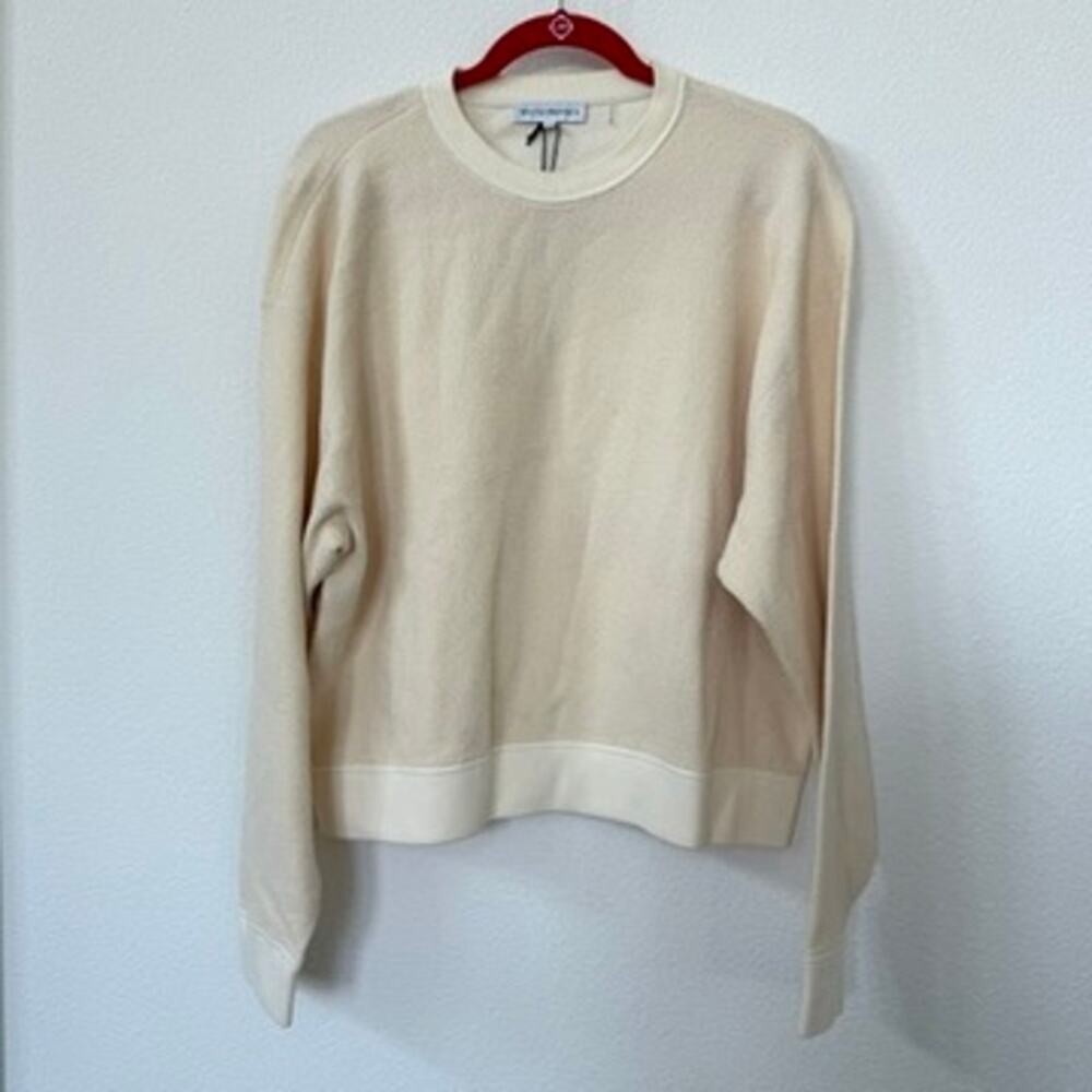 White + Warren Organic Cotton Terry Sweatshirt Cream M NWT Minimalist Casual